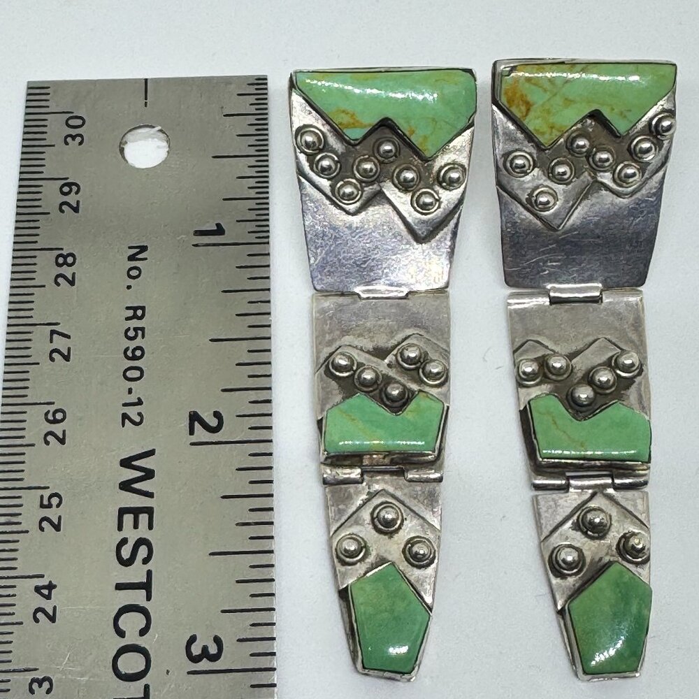 Vintage Sterling Silver and Turquoise inlay dangle earrings - Picture 4 of 4